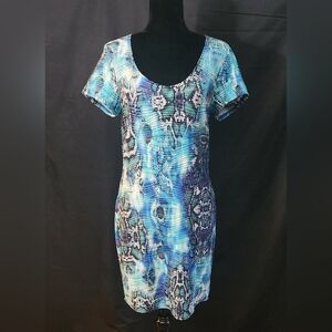 Wavy Jacquard Snake Print Knit Midi Dress Size L